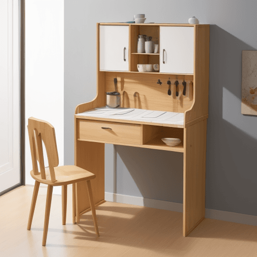 AI generated: un mueble  alacena de cocina 2m por 70cm por 35cm con solo 2 estantes con una sola tapa que se abre ...
