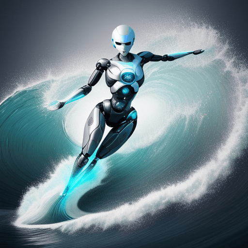 AI generated: Design a brandable image that depicts a digital wave embodying the power of artificial intelligence,...