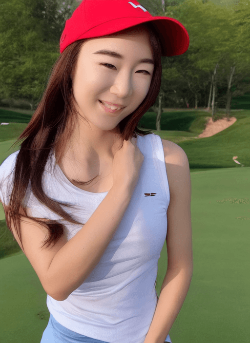 AI generated: 1 girl, beautiful , pro golf , full body, colour photo , standing pose, no logo, wearing white cap, ...