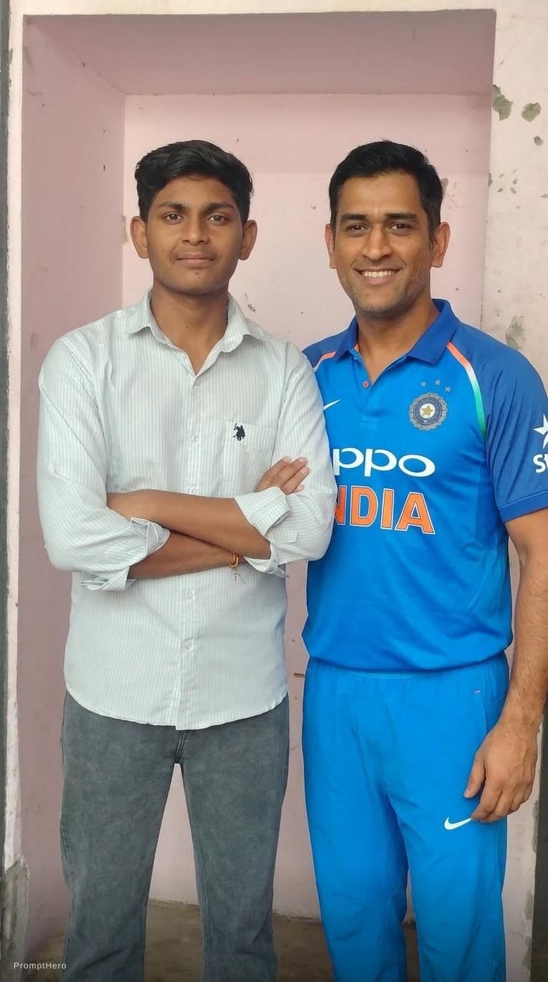 AI generated: Add dhoni with me
Keep 100% face