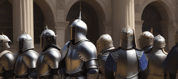 AI generated: knights watching over public