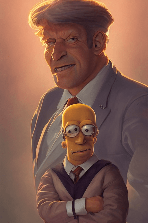 AI generated: Renaud Sechan as a simpsons character, realistic portrait, symmetrical, highly detailed, digital pai...