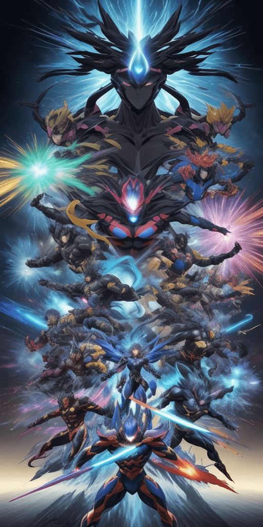AI generated: (best quality,16k,4d,rfktrstyle:1.2),anime art at its best,explosive action,super beings,never seen ...