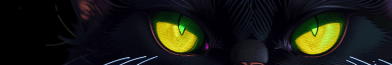 AI generated: steampunk black cat, green eyes, night, neon city, anime style, minimalist style, vibrant blue color...