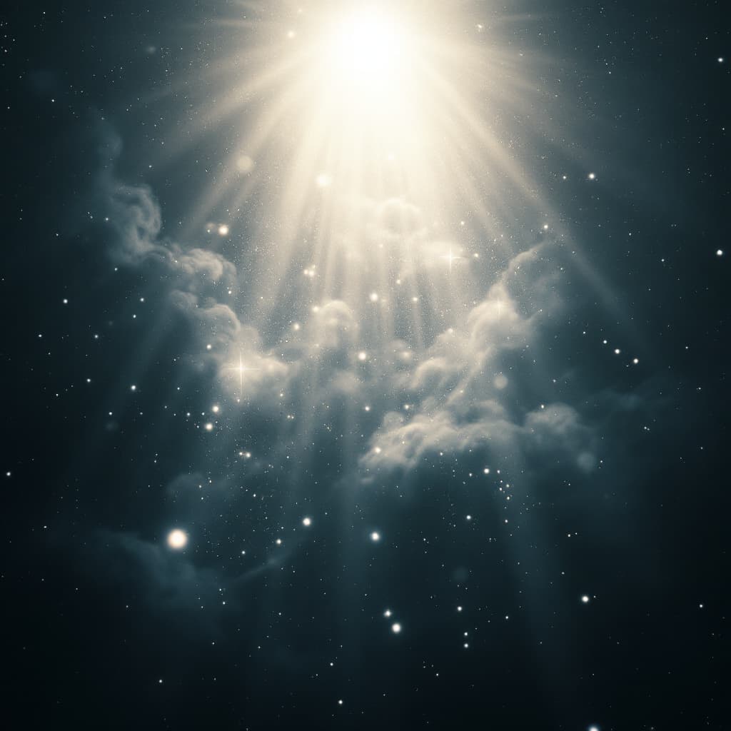 AI generated: A fine art, hyper-realistic, cinematic image  of a bright light in universe.

The lighting is soft a...