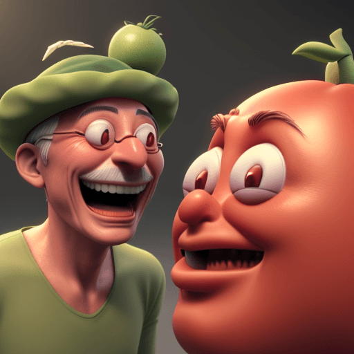 AI generated: Hyper realistic 3d render of one tomatoman talking and laughing to each other