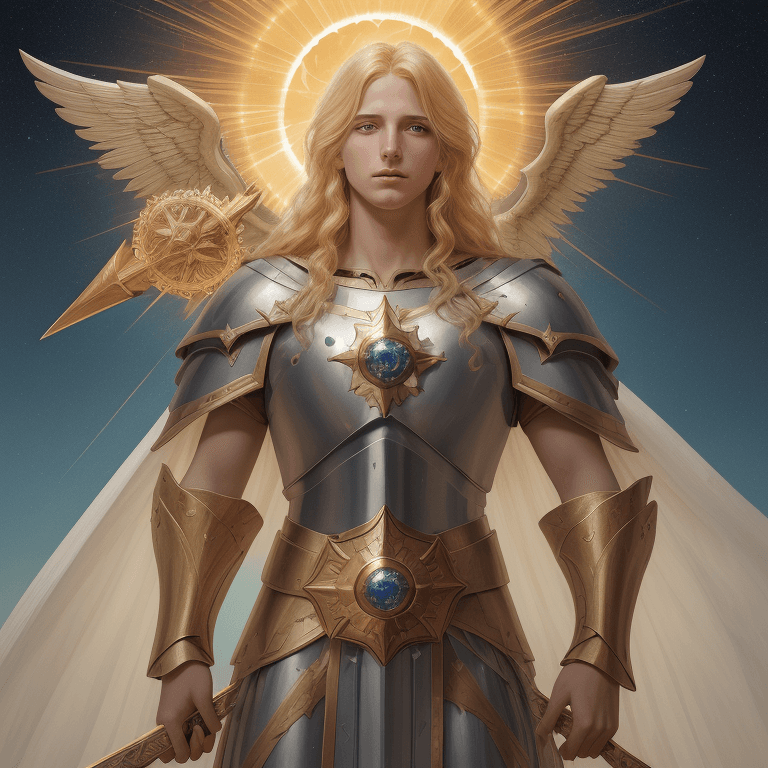 AI generated: Gavriel is a noble and valiant aasimar paladin, blessed with divine powers and a radiant aura that s...