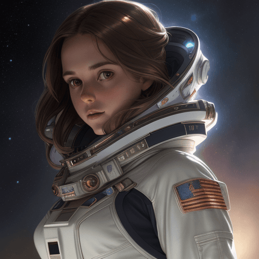 AI generated: Portrait of (Brown-Haired Girl) as (Space Colony Members), Colony Uniform, Space Suit, charming, hig...