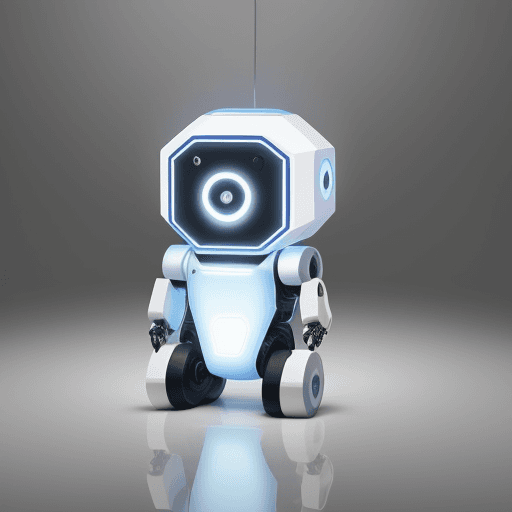 AI generated: Un robot de color blanco de diseño elegante y reluciente se encuentra levantando pesas para hacer ej...