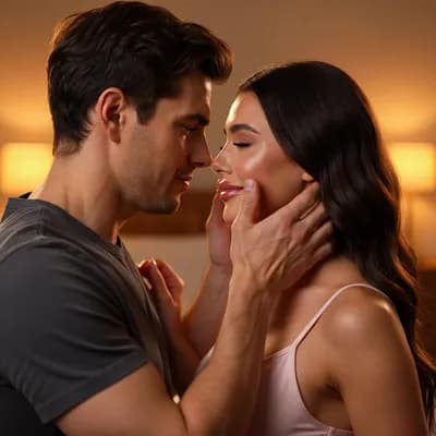 AI generated video: Kissing hot of romantic couple 