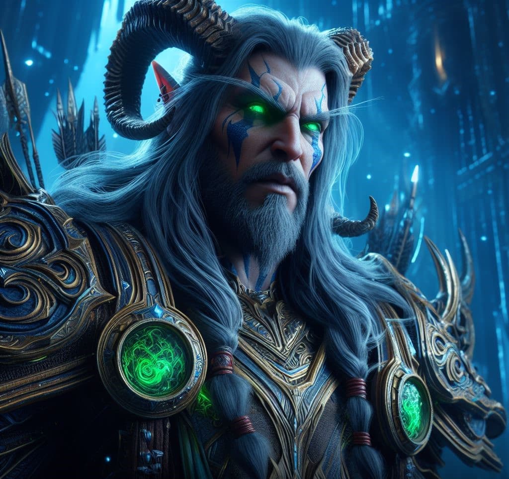 AI generated: Enter the World of Warcraft with Malfurion Stormrage at the forefront. Employing advanced 3D techniq...