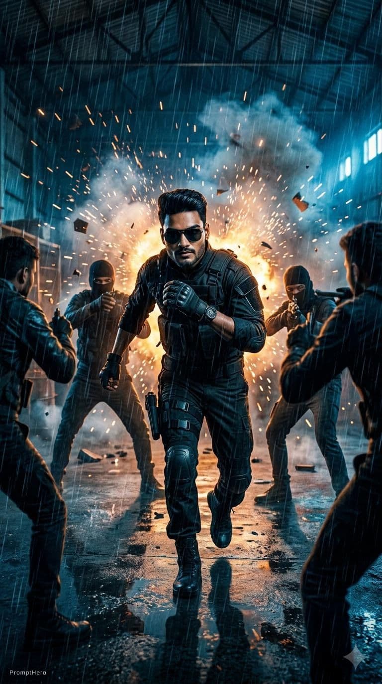 AI generated: Cinematic action movie sequence, ultra-realistic live-action style.
Use the uploaded reference image...