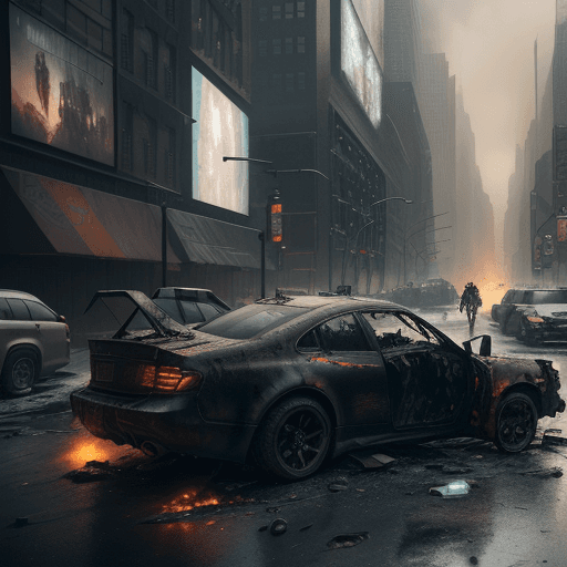 AI generated: inspired by the Pc game "the Division ", various dystopian scenes in New York,Christmas,fight scene,...