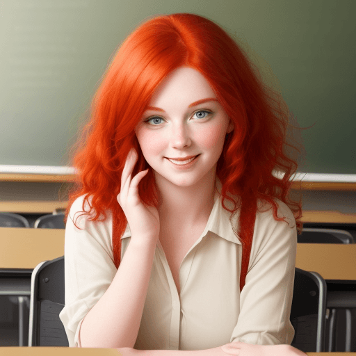 AI generated: It's nice to receive a compliment from your teacher
 red hair and virginal cheeks. Compliments arous...