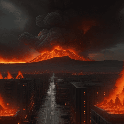 AI generated: Highly detailed and dramatic rare photo (Post-Apocalypse) against the background of a city, Nuclear ...