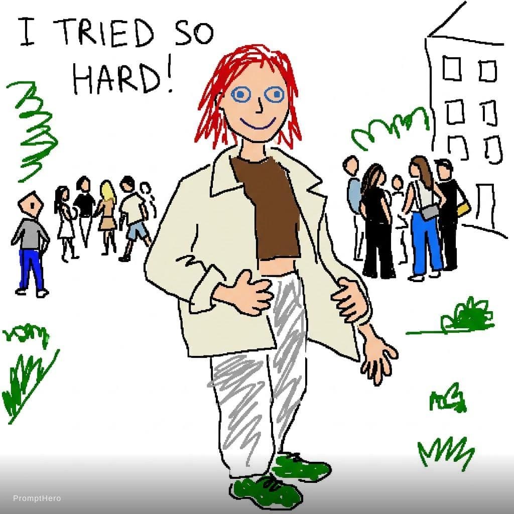 AI generated: 3. Redraw the attached image in the most clumsy, scribbly, and utterly pathetic way possible. Use a ...