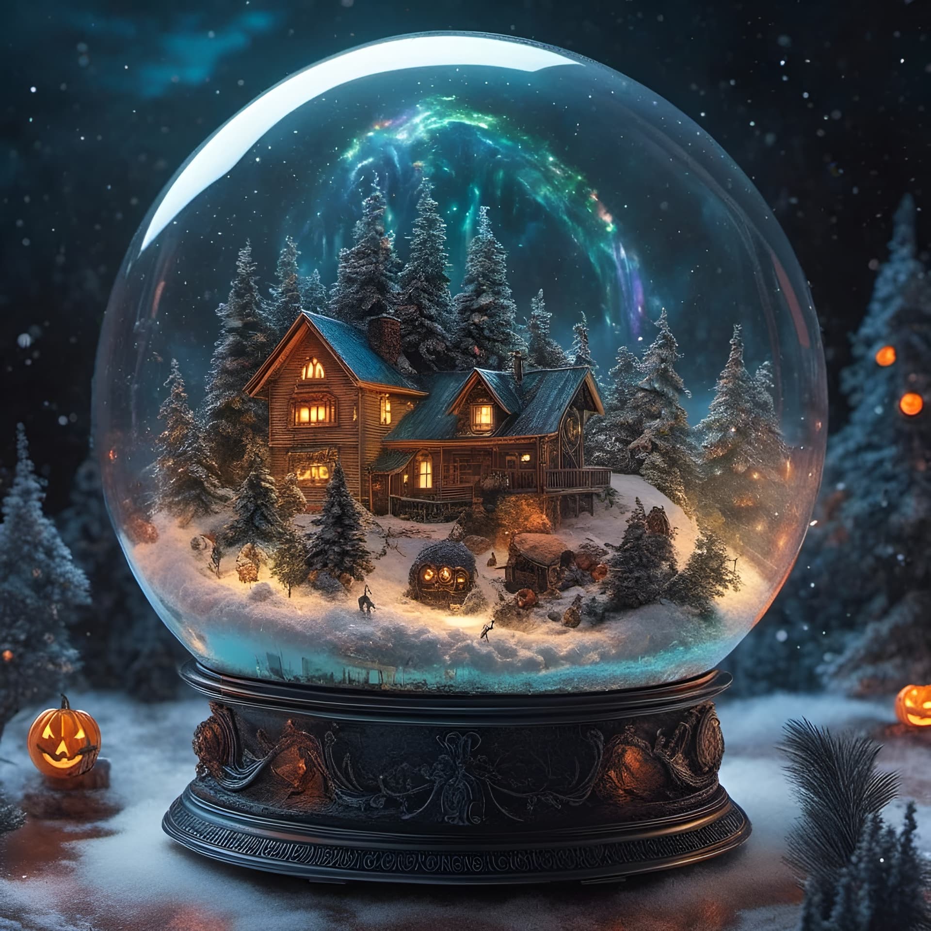 AI generated: knollingcase, magical scenery of <lora:lowrider paintjobs:1.0> inside of snow globe, in the style of...