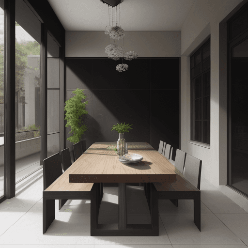 AI generated: High resolution photography interior design, table, outside
