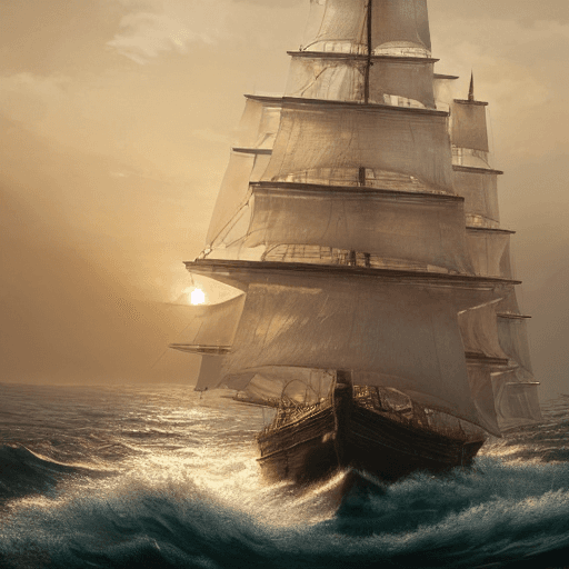 AI generated: photo of a ultra realistic sailing ship, dramatic light, pale sunrise, cinematic lighting, battered,...