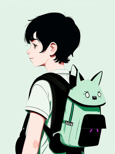 AI generated: An illustration of a quirky boy with black hair, in the style of Flat shading, Gemma Correll, with a...