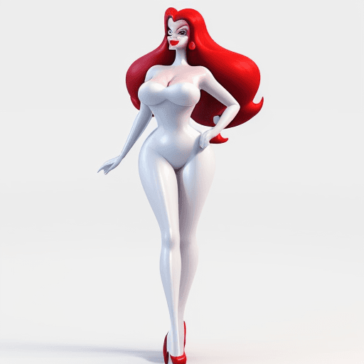 AI generated: Jessica Rabbit wearing a modern outfit,  3d, white background