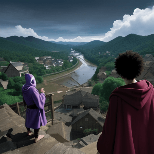 AI generated: jojo's brizzare adventure colored Manga pannel of 3 teenage black boys with robes modest and powers ...