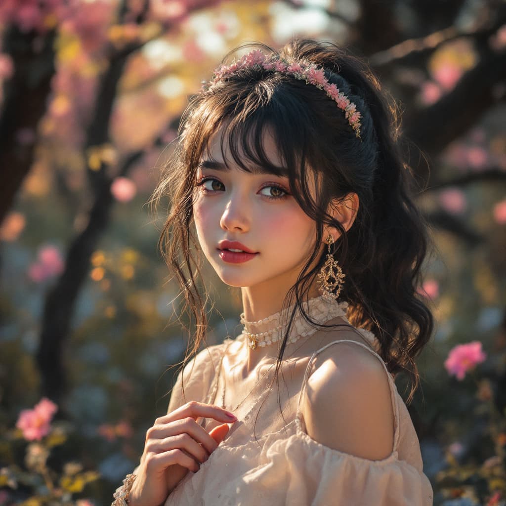 AI generated: beautiful girl listen musik
