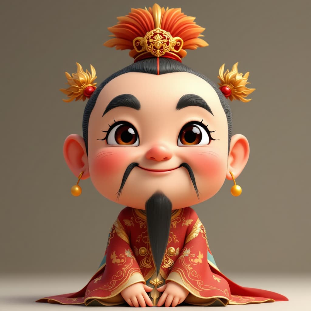 AI generated: A male god with a round face and an approachable face that makes people feel warm. The eyes should b...