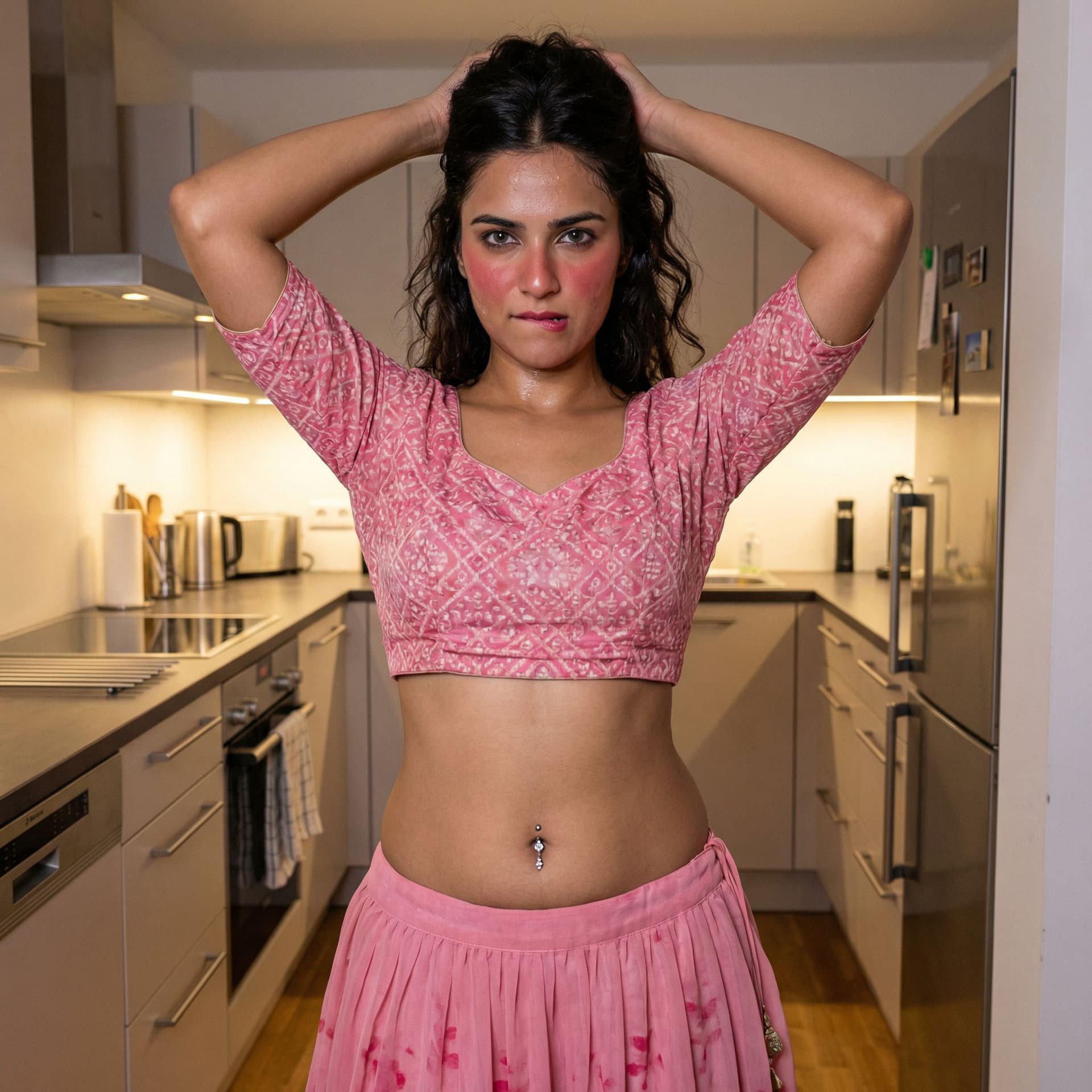 AI generated: Use the women in image, full body view from head to toe, no cropping whatsoever, complete legs and f...