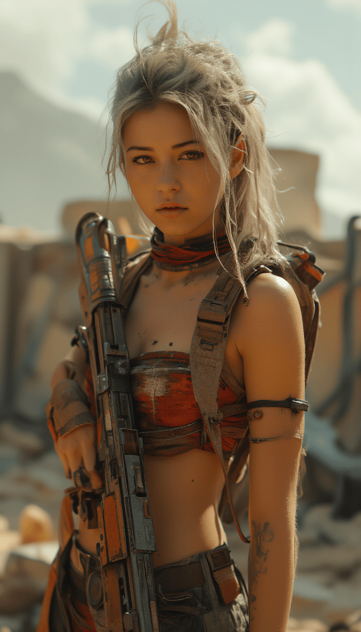 AI generated: pinhole photography, OBtaozhuang Street fashion upper body photo of a 24-year-old  Mexican-Bhotia  f...