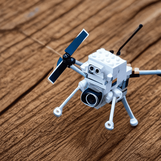 AI generated: High resolution photography, of  mini cute dron, with mini lego parts,minimalistic desing ,micraft,8...