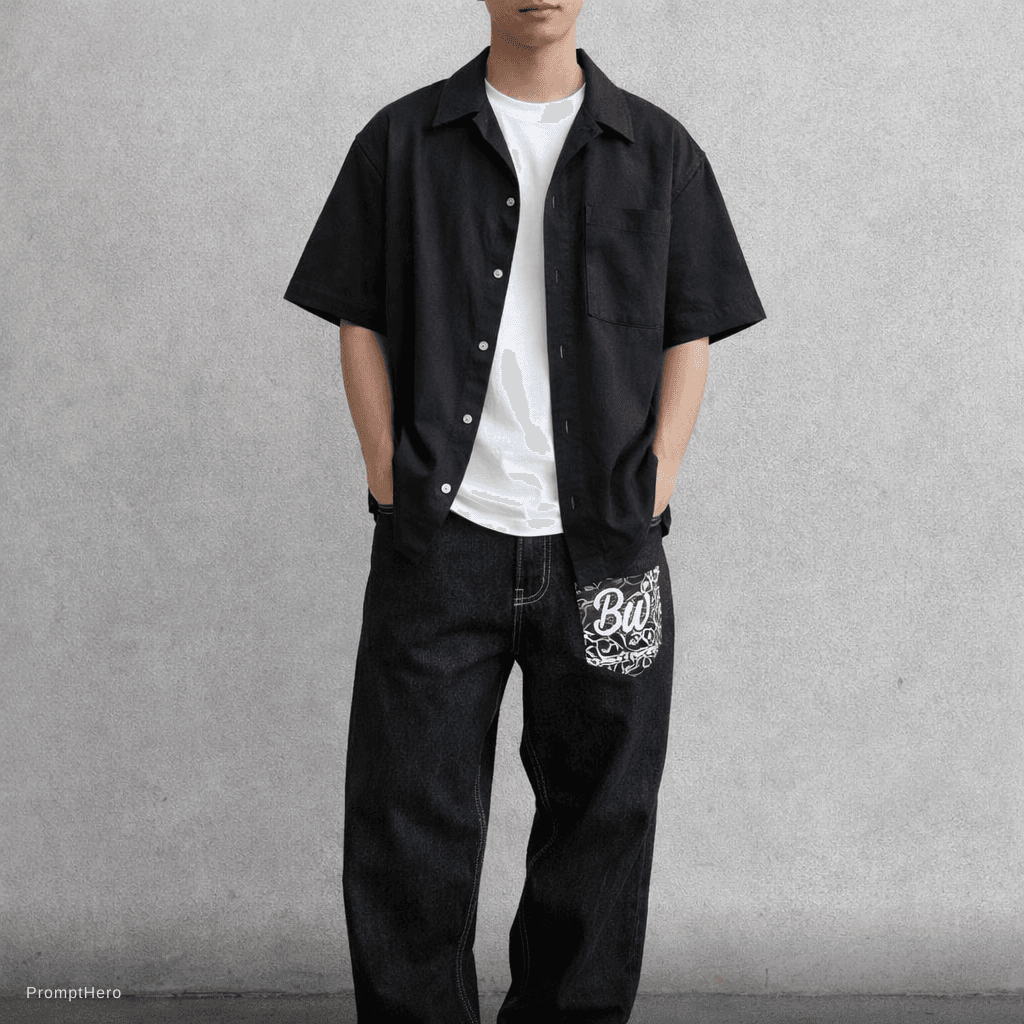 AI generated: show me a image of a shirt I can wear with this jeans make it casual 