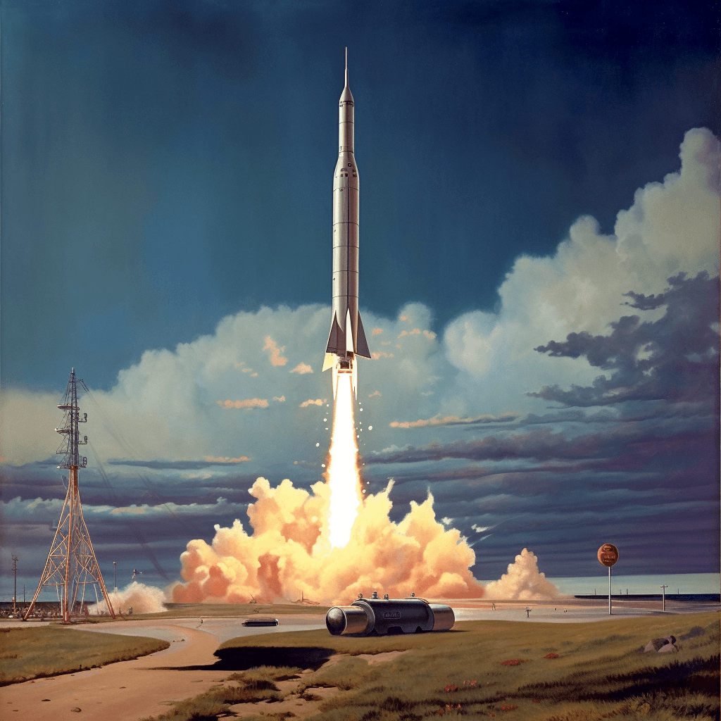 AI generated: rocket launch 1957 