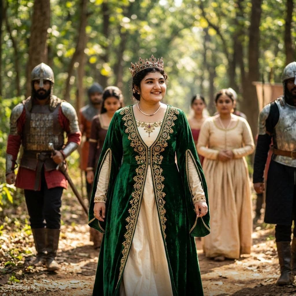 AI generated: Do in this girl Queen, walk in the forest