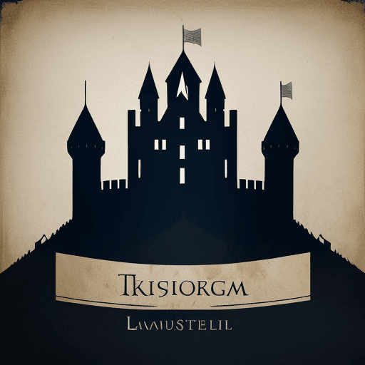 AI generated: Stylized image for logo, background element, a stylized medieval castle without flags. On the front ...