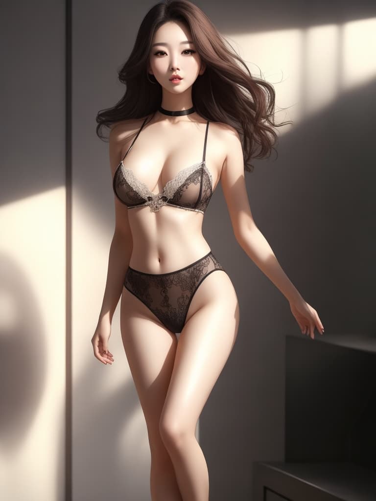 AI generated: beautiful sexy woman, korean full body shot, beautiful legs, correctly detailed, transparant, high d...