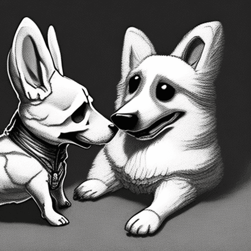 AI generated: [(masterpiece)] studio photo of a corgi dog, ghost, and skull entwined together in the foreground. T...