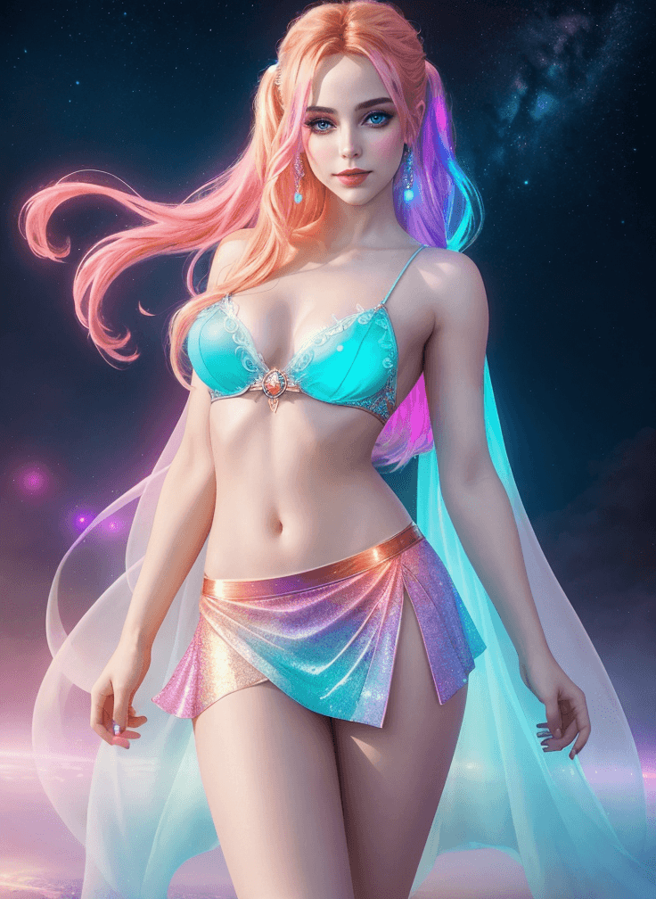 AI generated: A breathtaking depiction of a mesmerizing Harley Quinn, radiating an enchanting and otherworldly aur...