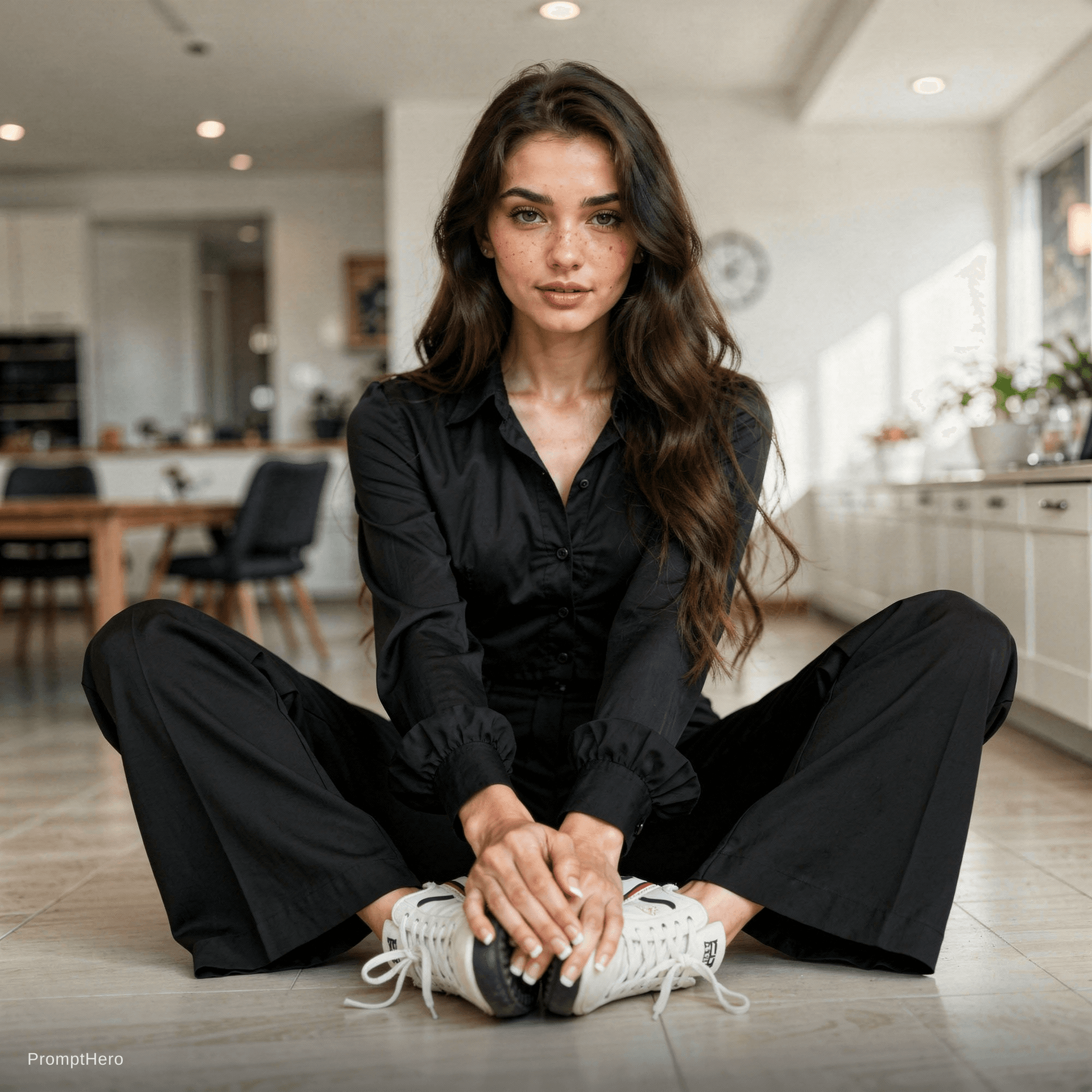 AI generated: (detailed feet:1.2) (detailed hands:1.2)(detailed fingers:1.2) (looking at viewer:1.5), (facing came...