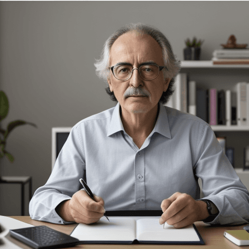 AI generated: crear una imagen de un directivo de mediana edad en su escritorio desesperado
