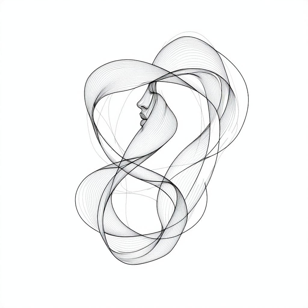 AI generated: minimalist line art drawing of gently wrapping around each other, sketched in continuous black lines...