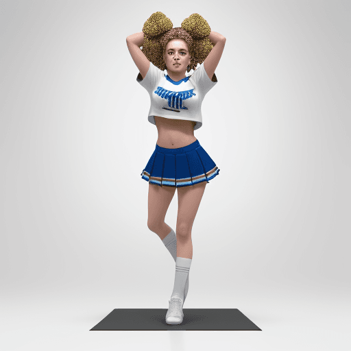 AI generated: paint a cheerleader, full body  stand up looking ahead, fine realistic, intricate symmetrical artwor...