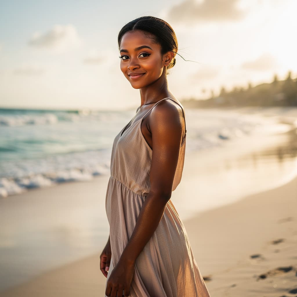 AI generated: woman malgasy on beach, oil sensual on her skin
she have a angel face (22th)