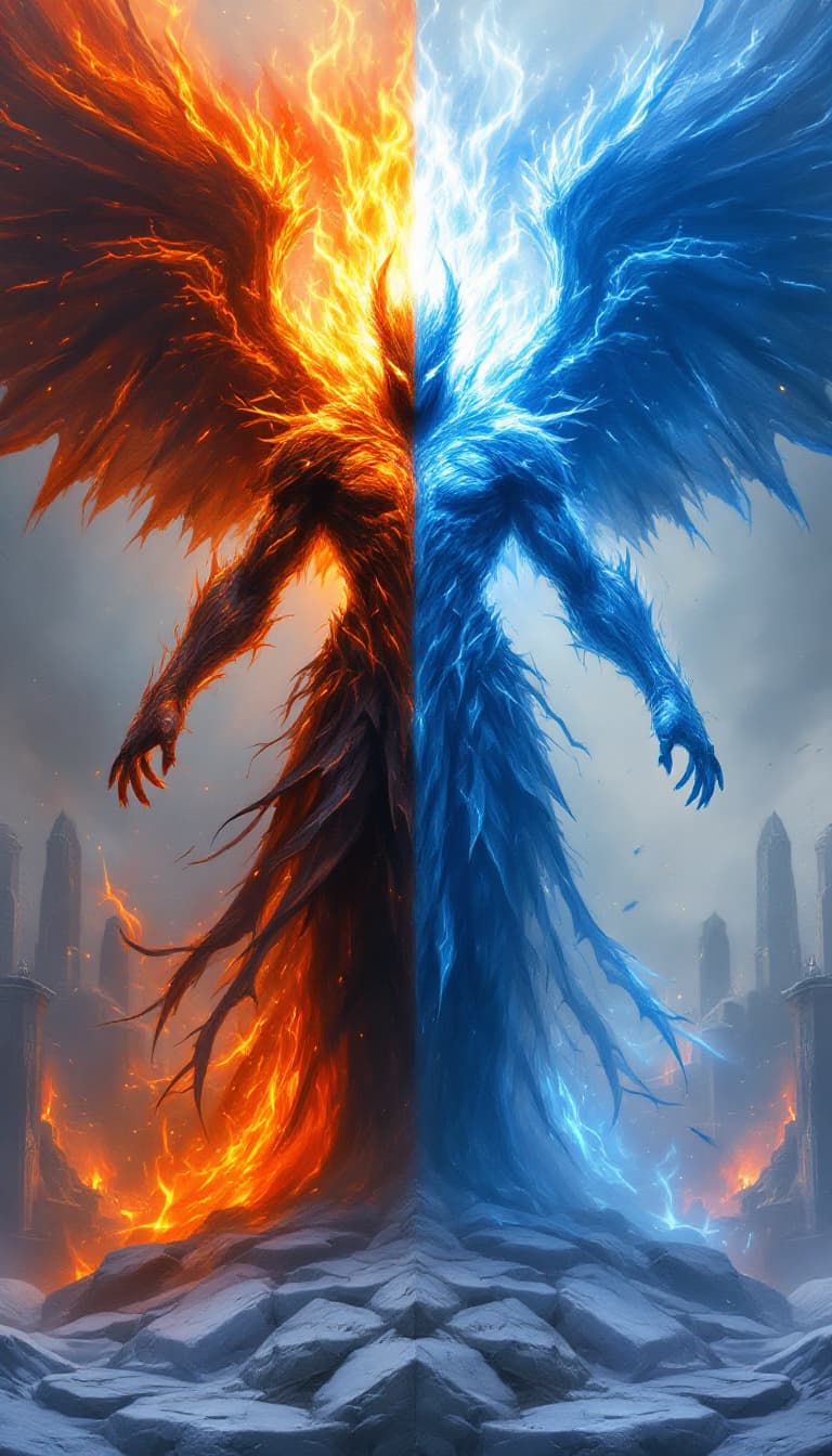 AI generated: Envision an elemental sentinel of a stoic creature embodied as a guardian of both destruction and pr...