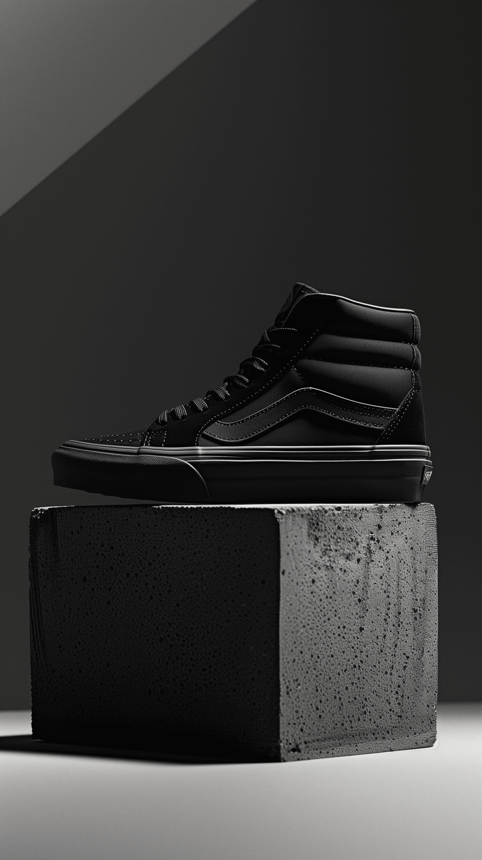 AI generated: productive photography, super resolutions, Vans Oldschool high-top sneaker product presentation, mod...
