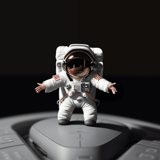 AI generated: a miniature astronaut trying to break free from programming language code
