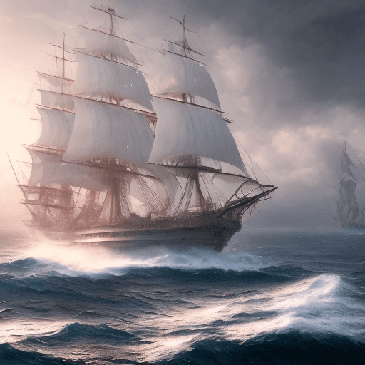 AI generated: Photo of a ultra realistic sailing ship, dramatic light, pale sunrise, cinematic lighting, battered,...