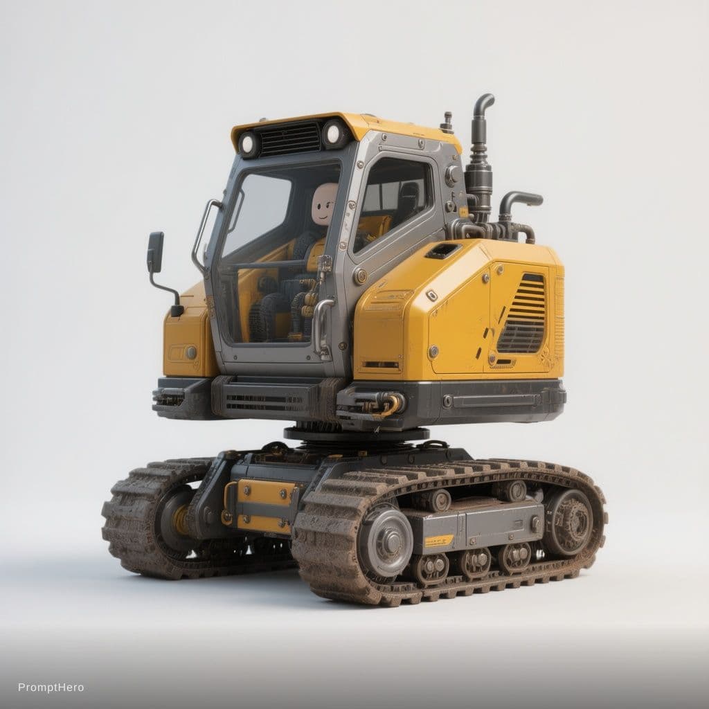 AI generated: Create a clean premium industrial mascot character for a global crawler undercarriage and constructi...