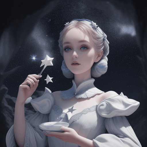 AI generated: porcelain make-up against the background of stars, 4k, magical atmosphere hyper-detail --q 2