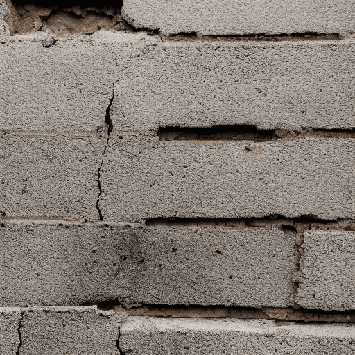 AI generated: urban city, closeup, cracks in wall